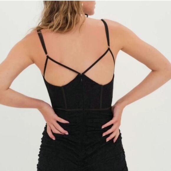 For Love & Lemons Square Neckline Mini Black Dress Pre-Loved Size XL - Picture 3 of 10
